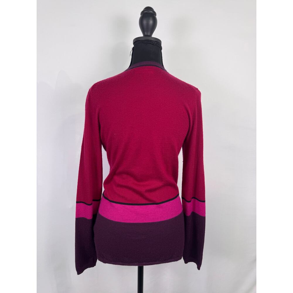 Martin + Osa 100% Cashmere Sweater Warm­tone Striped Cardigan Size M - Picture 3 of 9